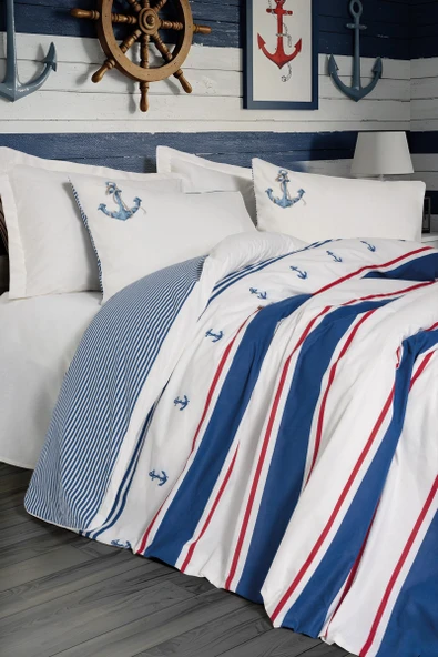 Cotton Box Maritime Tek Kişilik Nevresim Takimi Brine Ekru