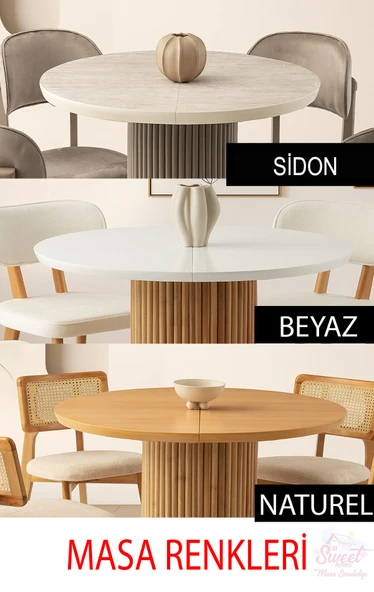 Açılır Yuvarlak Hilton Mdf Masa Mutfak,Salon,Yemek Odası Masası - 7