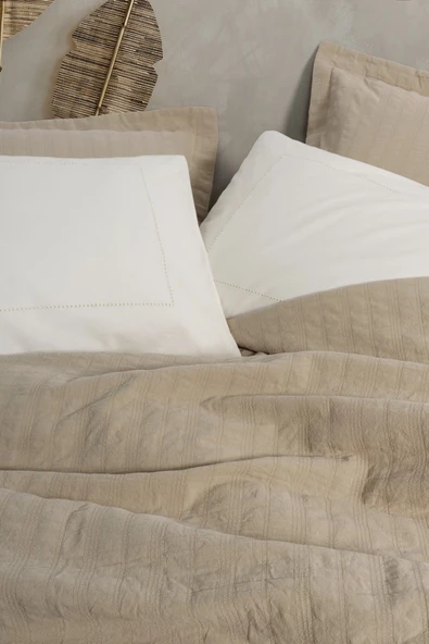Cotton Box Natura Çift Kişilik Yatak Örtüsü / Pike Takımı Vilo Bej - 5