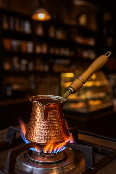 LUDIA Ahşap Saplı El Yapımı Dövme Bakır Cezve no2 Kahve Cezvesi - 6