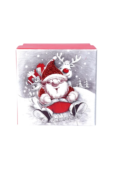 Yılbaşı Noel Baba ve Geyik Motifli Hediye Kutusu 12x8 cm - 2