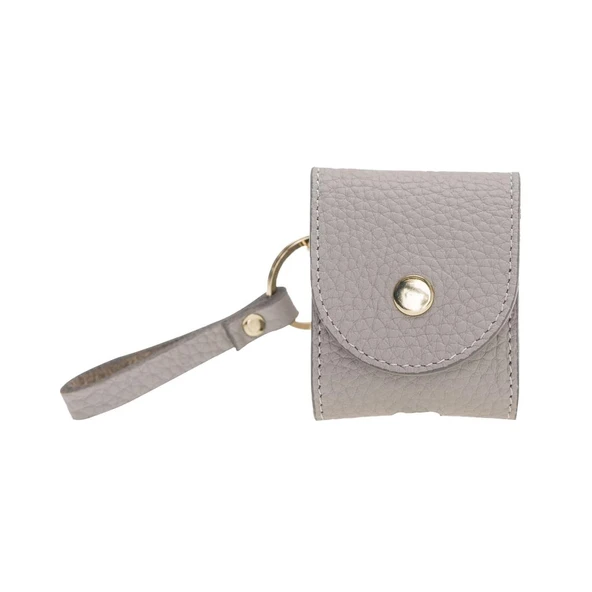 Apple AirPods 2.nesil Uyumlu Deri Kılıf Mai Snap ERC3 Bej - 2