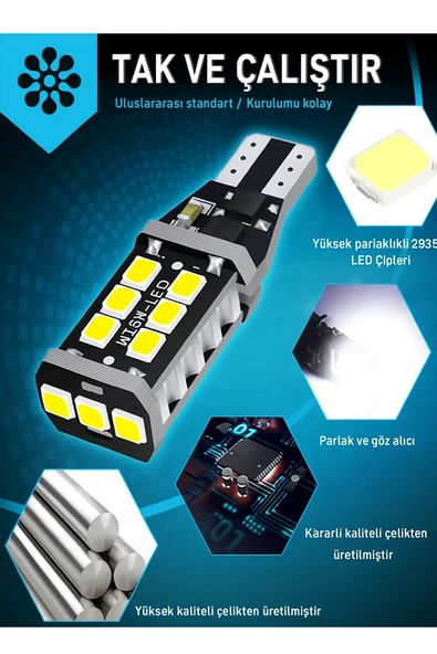 T15 Led Ampul 15 Ledli Canbuslı Ultra Parlak Beyaz - 5