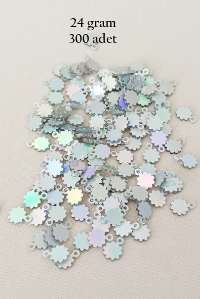 Oya Abiye Bileklik Kolye Pleksi Metalik Plastik Pul Gümüş Renk 24 gram 300 adet - BNC578 ürün görseli