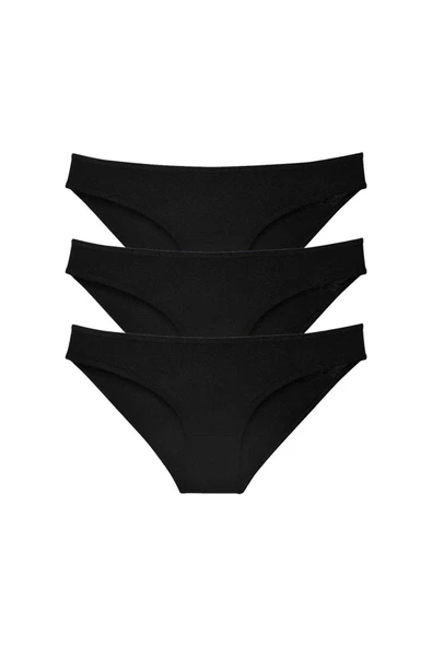 3 adet Süper Eko Set Likralı Kadın Slip Külot Siyah