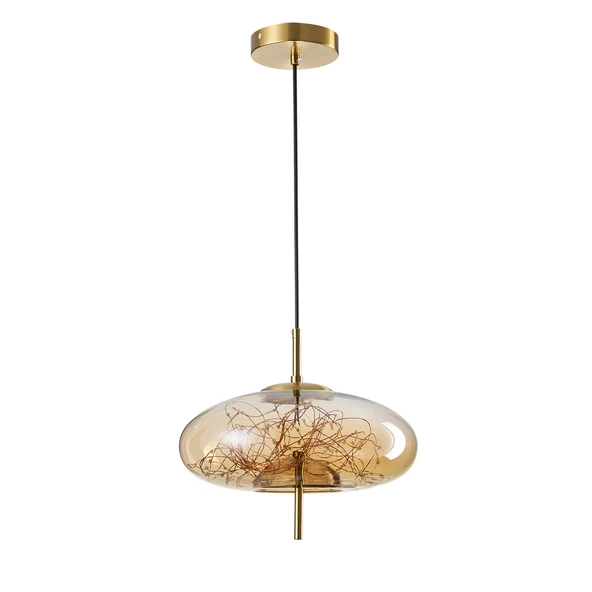 Apliqa Zuna  10 Watt 3000K Eskitme Bal Camlı Tekli Peri Led Sarkıt Avize - Resim 2