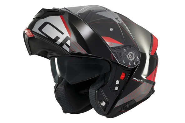 KASK MT GENESİS SV ATEMPO B15 ÇENE AÇILIR PARLAK KIR/BEYAZ - Resim 3