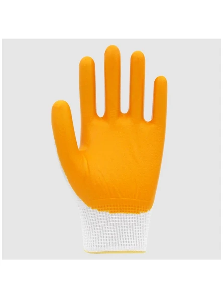 Beybi PN7 Polyester Örme Nitril Eldiven NO: 10 Beyaz Sarı (2 Çift) - 3