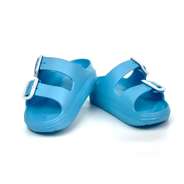 Erkek Çocuk Mavi Tokalı Figürlü Ortopedik Rahat Günlük Terlik - 4