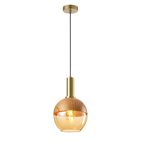 Apliqa Darıs Tekli Ahşap Desenli Sarkıt Avize - Resim 3