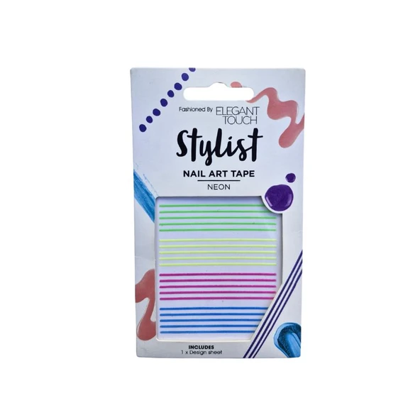 Elegant Touch Neon Tırnak Sticker Seti – Renkli Şerit Bant