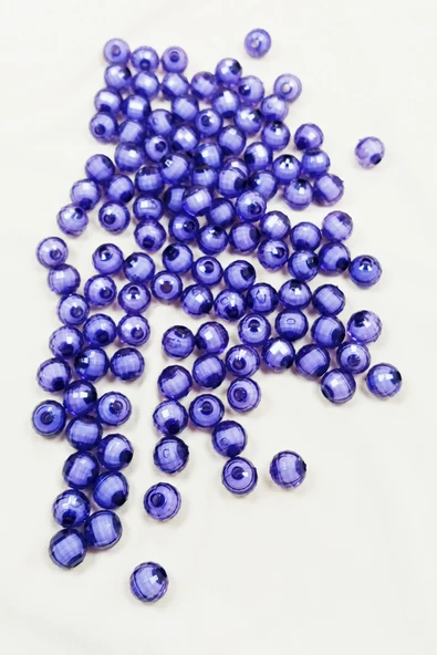 Dünya Boncuk İçten Boncuklu Bileklik Çanta Boncuğu 10 mm 50 gr Eflatun - BNC461