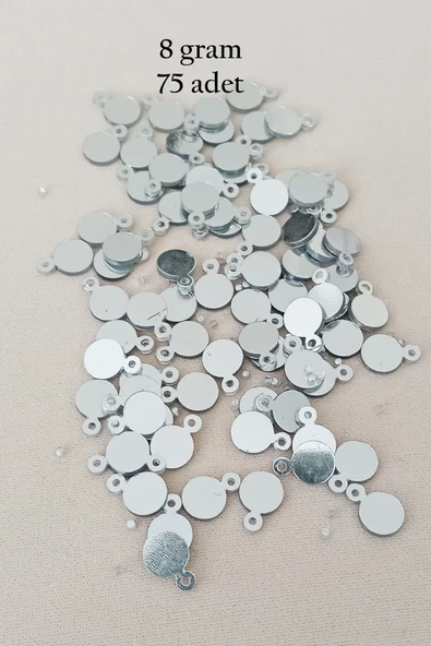 Oya Abiye Bileklik Kolye Pleksi Metalik Plastik Pul Gümüş Renk 8 gram 75 adet - BNC520