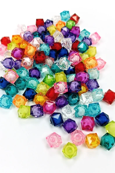 Küp Boncuk İçten Boncuklu Bileklik Çanta Boncuğu 10 mm 50 gr Karışık Renk - BNC447 - 2