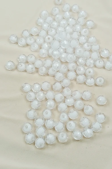 Dünya Boncuk İçten Boncuklu Bileklik Çanta Boncuğu 10 mm 50 gr Beyaz - BNC463