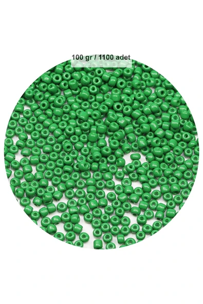 Opak Yeşil Renk 4 mm Yaklaşık 1100 adet / 100 gram Cam Boncuk Oya Yazma Bileklik ve Kolye ürün görseli