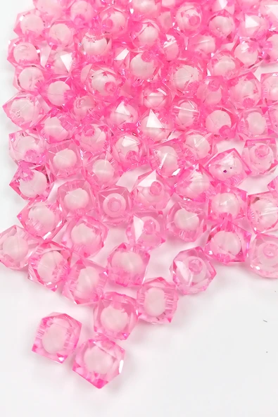 Küp Boncuk İçten Boncuklu Bileklik Çanta Boncuğu 10 mm 50 gr Pembe - BNC459 - 2