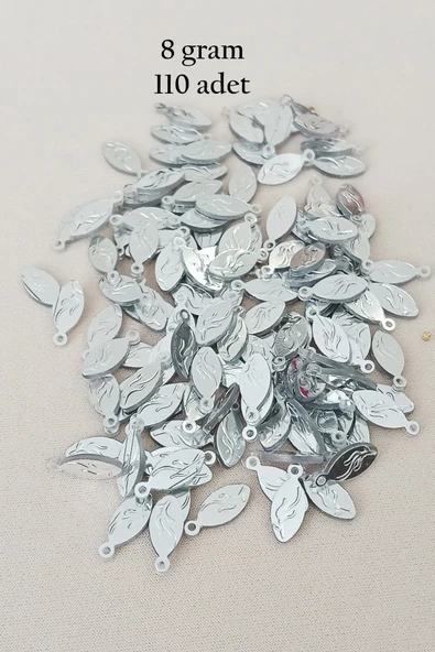 Oya Abiye Bileklik Kolye Pleksi Metalik Plastik Pul Gümüş Renk 8 gram 110 adet - BNC515 ürün görseli