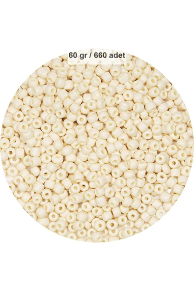 Beyaz Renk 4 mm Yaklaşık 660 adet / 60 gram Cam Boncuk Oya Yazma Bileklik ve Kolye ürün görseli