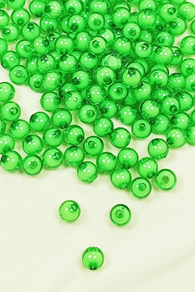 Yuvarlak Boncuk İçten Boncuklu Bileklik Çanta Boncuğu 8 mm 50 gr Yeşil - BNC471 - 2