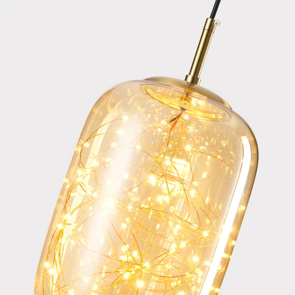 Apliqa Lewi 10 Watt 3000K Eskitme Bal Camlı Tekli Peri Led Sarkıt Avize - Resim 4