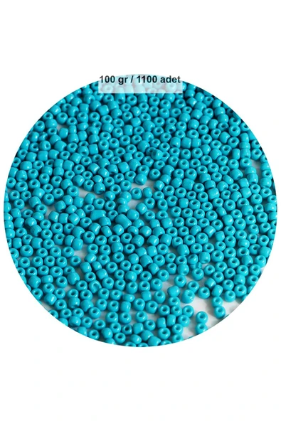 Turquaz Mavi Renk 4 mm Yaklaşık 1100 adet / 100 gram Cam Boncuk Oya Yazma Bileklik ve Kolye ürün görseli
