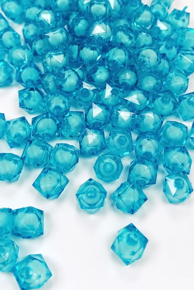 Küp Boncuk İçten Boncuklu Bileklik Çanta Boncuğu 10 mm 50 gr Gök Mavi - BNC449 - 2