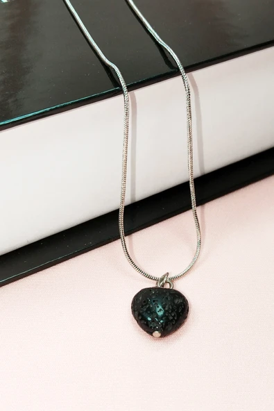 Lav Taşı Doğal Taşı Zincirli El Yapımı Kolye Uç: 1,5 cm Zincir: 20 cm Kutulu - Resim 6