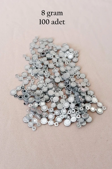 Oya Abiye Bileklik Kolye Pleksi Metalik Plastik Pul Gümüş Renk 8 gram 100 adet - BNC500 ürün görseli