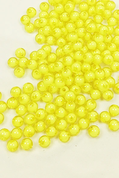 Yuvarlak Boncuk İçten Boncuklu Bileklik Çanta Boncuğu 8 mm 50 gr Sarı - BNC467 - 2