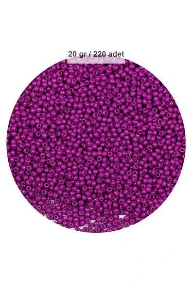 Fuşya Renk 4 mm Yaklaşık 220 adet/20 gram Cam Boncuk Oya Yazma Bileklik ve Kolye ürün görseli