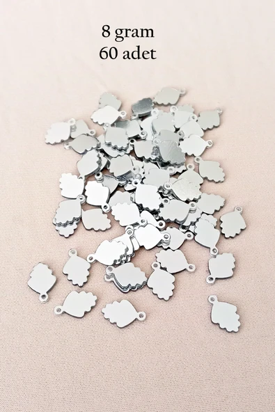 Oya Abiye Bileklik Kolye Pleksi Metalik Plastik Pul Gümüş Renk 8 gram 60 adet - BNC504 ürün görseli