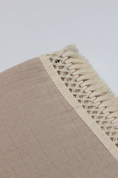 Bistyle Organik Müslin 80x90 Fistolu Battaniye 70112 Bej - 3