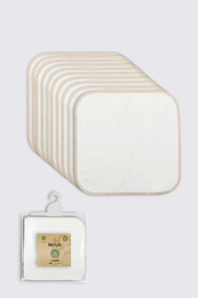 Bistyle Organik 28x28 10'lu Penye Mendil 90101 Ekru