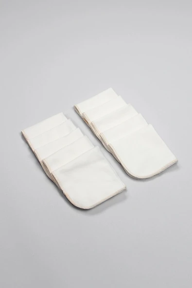 Bistyle Organik 28x28 10'lu Penye Mendil 90101 Ekru - 3