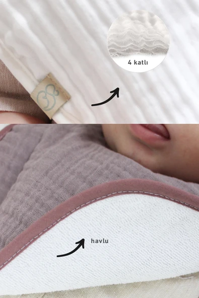 Bistyle Müslin Önlük 3'Lü 60101 Taş Ekru Antrasit - Resim 7