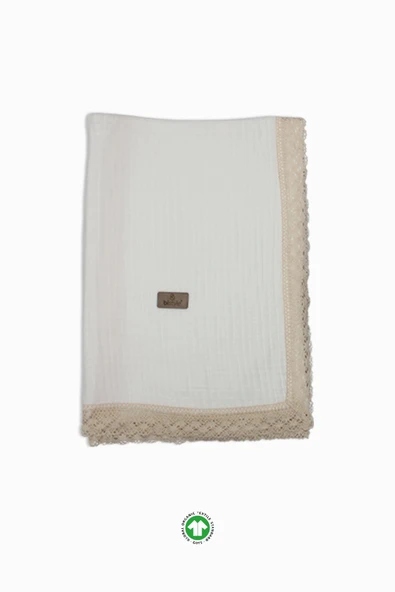 Bistyle Organik Müslin 80x90 Fistolu Battaniye 70112 Ekru