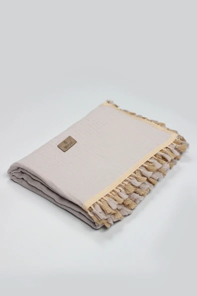 Bistyle Organik Müslin 80x90 Fistolu Battaniye 70112 Taş - 4