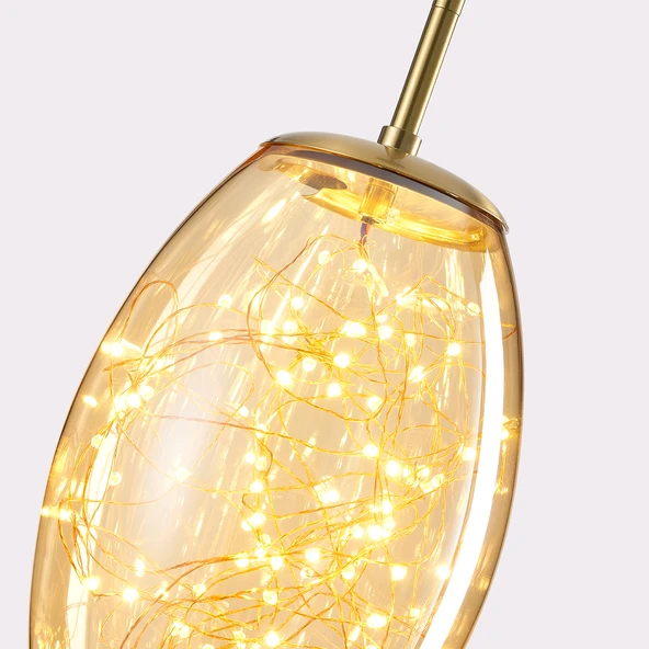 Apliqa Jasper 10 Watt 3000K Eskitme Bal Camlı Tekli Peri Led Sarkıt Avize - Resim 4