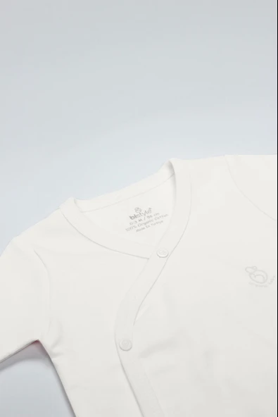 Bistyle Organik Natural Basic Style Kruvaze Uzun Kol Body Bs17102 Ekru - Resim 2