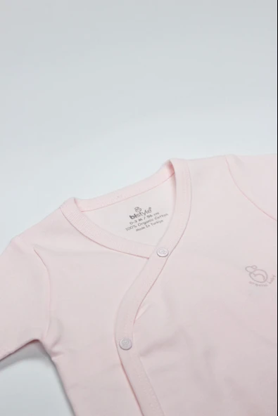 Bistyle Organik Natural Basic Style Kruvaze Uzun Kol Body Bs17102 Pembe - 2
