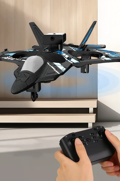 D20 Kameralı Wifi App Uçan Jet Drone Gyro Stabilize Engel Kaçınmalı Uzaktan Kumandalı Akıllı Köpük Uçak - 3