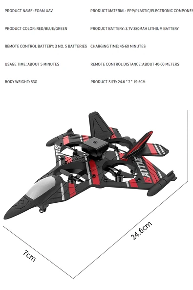 D20 Kameralı Wifi App Uçan Jet Drone Gyro Stabilize Engel Kaçınmalı Uzaktan Kumandalı Akıllı Köpük Uçak - 4