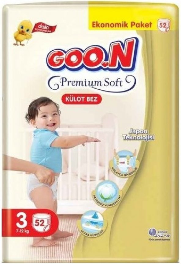Goon Premium Soft Dev Külot Bez Beden:3 (7-12Kg) Midi 52 Adet Bebek Bezi