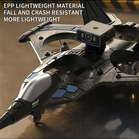 D20 Kameralı Wifi App Uçan Jet Drone Gyro Stabilize Engel Kaçınmalı Uzaktan Kumandalı Akıllı Köpük Uçak - 2