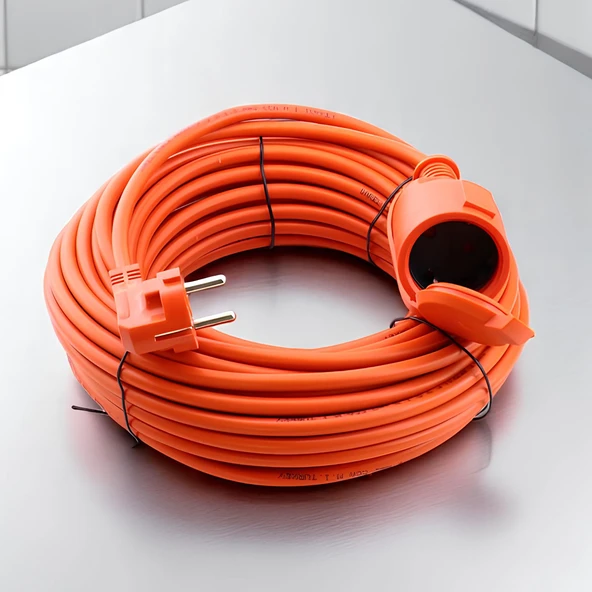 Uzatma Kablosu 20 METRE 3x2.5 mm CCA Tekli Grup Fiş Priz Kapaklı Monofaze Ev Tipi Topraklı Kablolu - 4