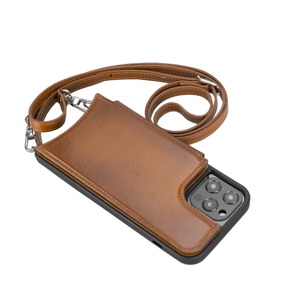 Apple iPhone 12 Pro Max Uyumlu Deri Askılı Kılıf UFW RST2EF Taba - 2