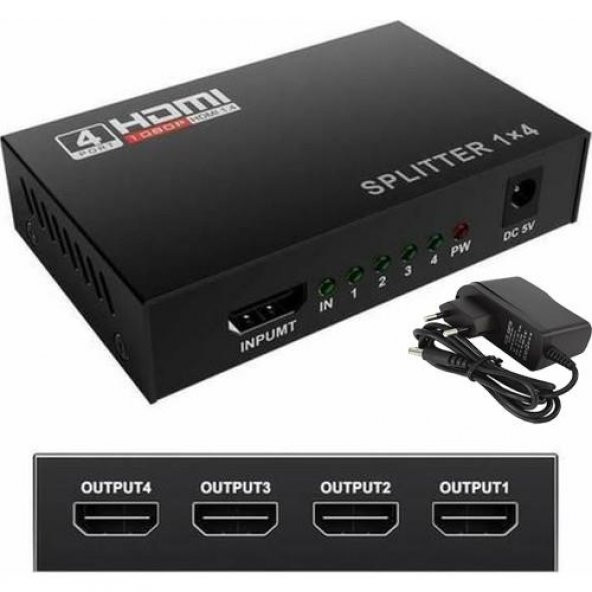 PrimeX PX-5004 1080P 2K 4K UHD 4 Port HDMI Splitter (Adaptörlü) - 6