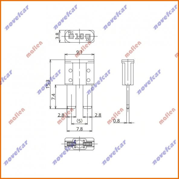 Mikro2 Sigorta 30A Genişlik 9mm Gerçek Amper Değeri!-S1658 - 2