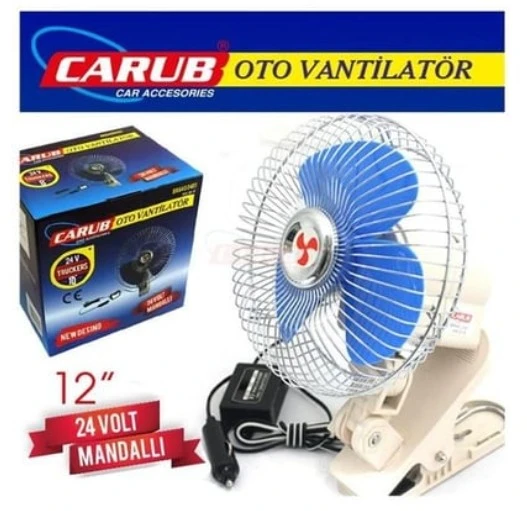 Carub BR6400405 24 Volt  12" Çakmak Fişli Mandallı Oto Vantilatör